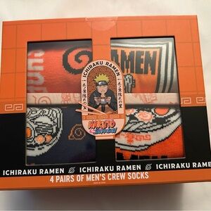 BRAND NEW W BOX AND TAGS Naruto Shippuden Ramen Shop Crew Socks Set